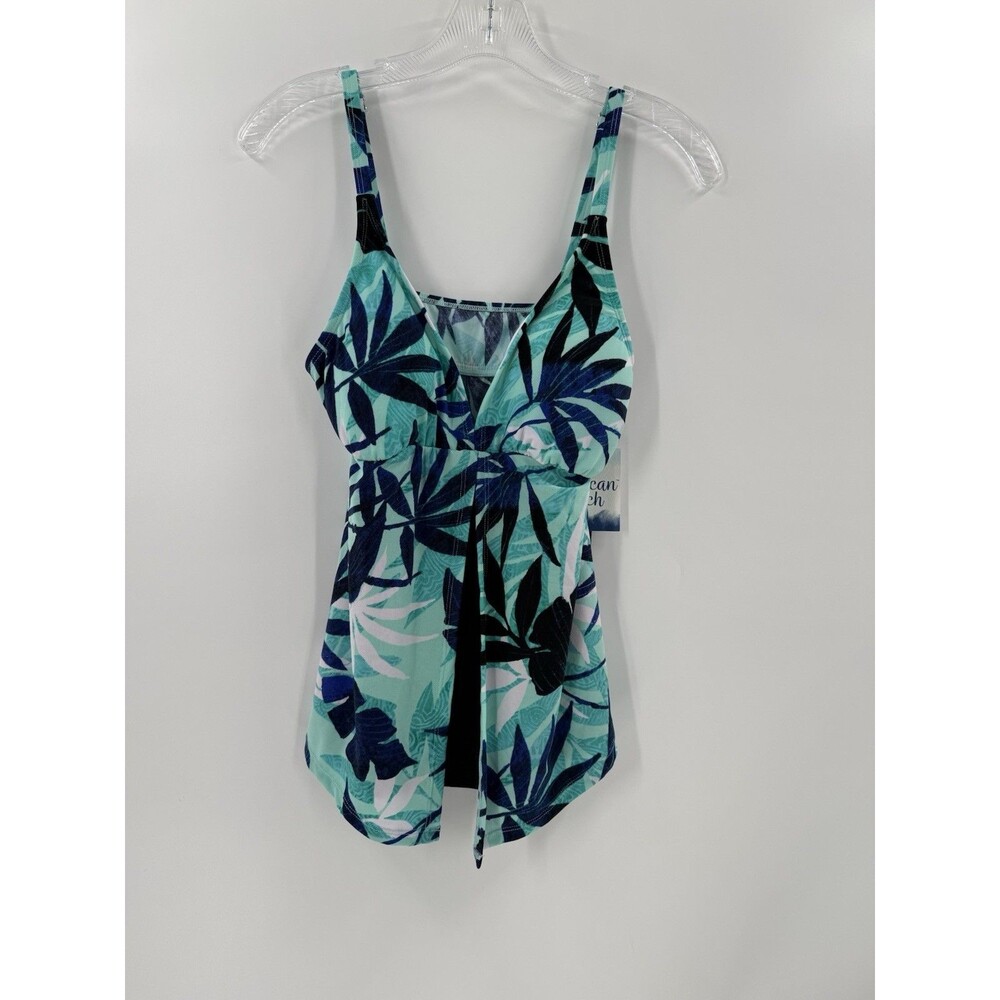 NWT Womens Size 8 AMERICAN BEACH Tankini Swimsuit Top Multi Stripe $61